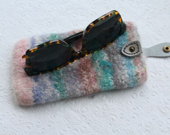 Soft Wool  Felted Case for Large Sunglasses or Glasses, Pastel Colors, Felted Wool Case for Glasses, Eyeglass Sleeve Phone Case