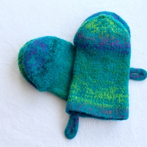 Heavy Duty Teal Knit Felted Wool Oven Mitt Set in Green, Purple,  Wool Oven Glove Set, Hostess Gifts, Chef Gift, House Closing Gift