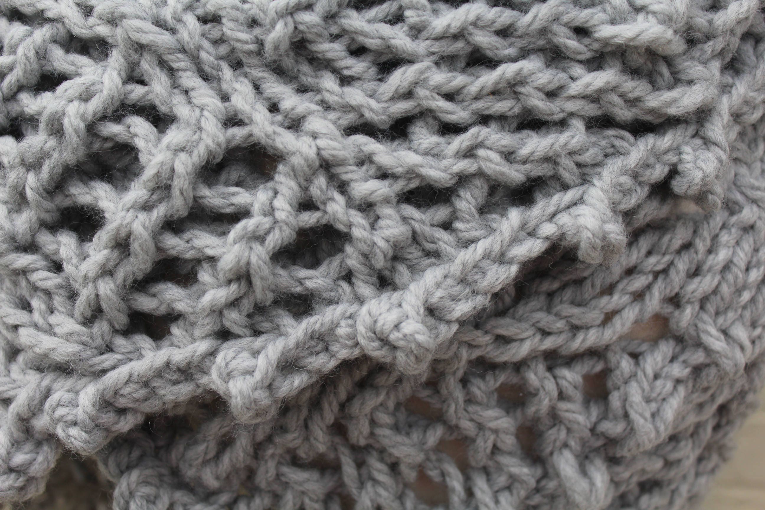 Dove Gray Chunky Knit Shawl Hand Knit Shawl Wrap Gray Lace - Etsy