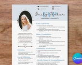 Blue Sorority Resume Template, Rush Resume with Cover Photo, Cute Social Resume, Sorority Recruitment Canva Template, Editable Rush Packet