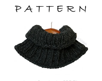 Cowl Knitting Pattern - Neck Warmer Knitting Pattern - Cozy Dark Grey Cowl knit Pattern -  Wool Cowl Easy Knitting Pattern