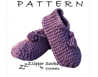 Slippers Knitted Pattern - Pattern for Adult Slippers Size MEDIUM - Slippers Sock Pattern - - Hand Knit Slippers - Acrylic  Adult Medium