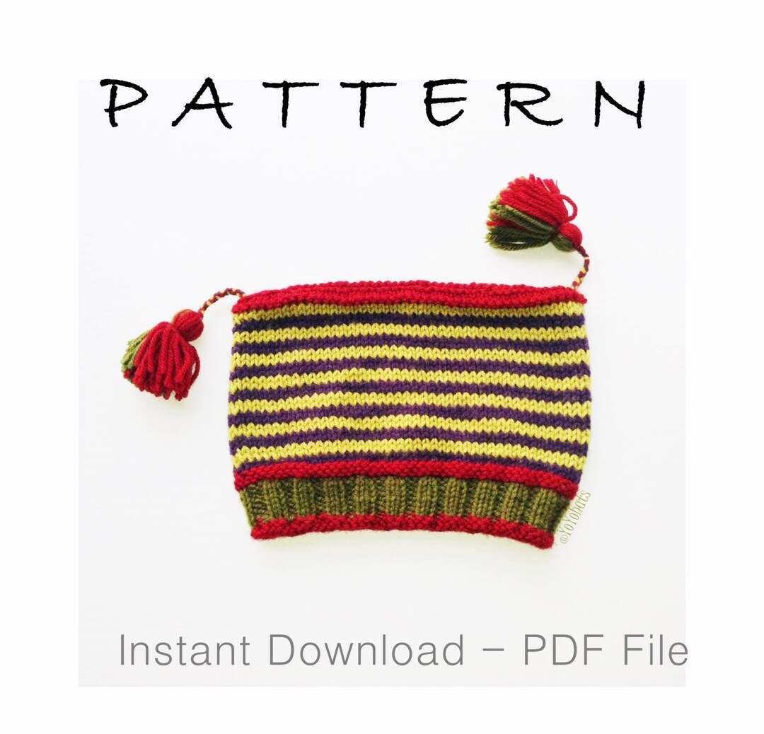 Hat Knitting Pattern Striped & Tassels Hat Knitting Pattern Crazy Hat