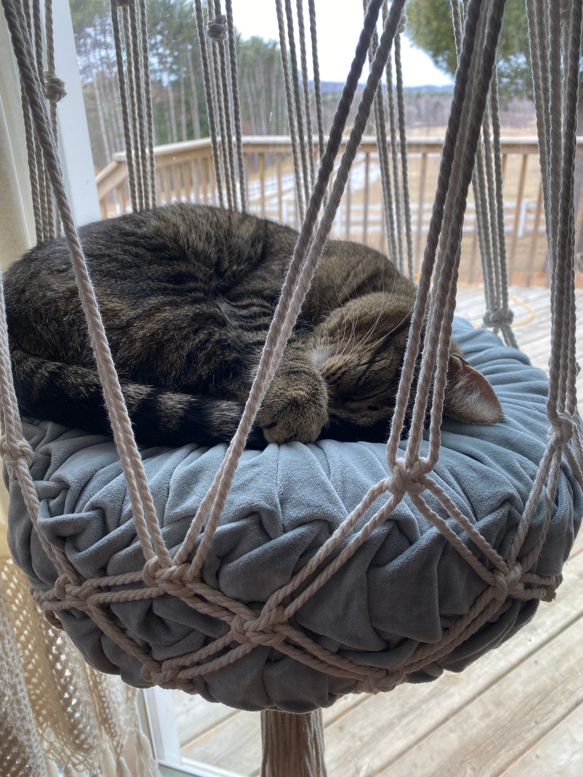 hanging macrame cat bed