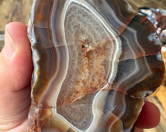 Old Stock Lake Superior Agate, 1.7 pounds, raw with small face polish