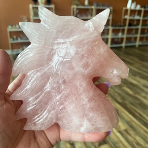 Rose Quartz Unicorn carving, hand carved crystal, Unicorn, Style B, fantasy,