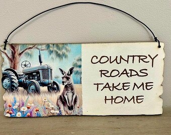 Kangaroo Tractor MDF Sign, Country Roads Decor, Australian Souvenir