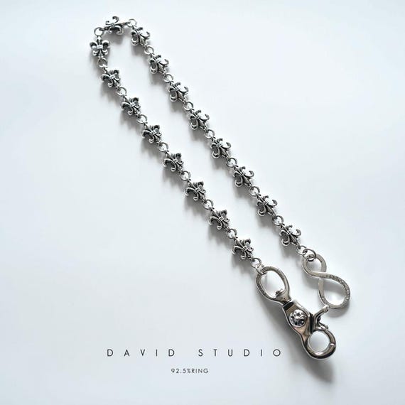 Handmade 50cm Sterling Silver Wallet Chain – Gothic Cross