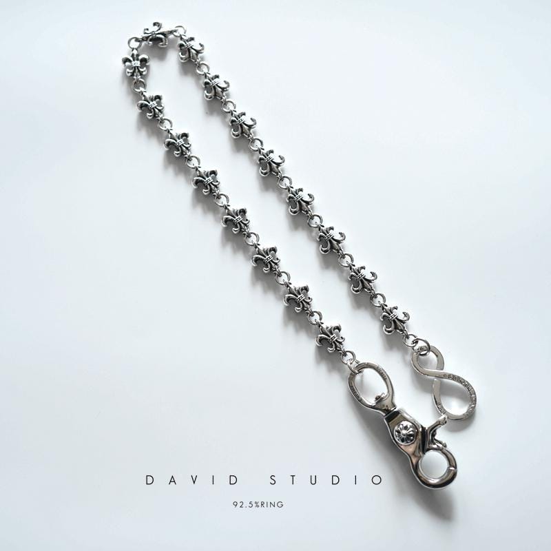 Handmade 50cm Sterling Silver Wallet Chain – Gothic Cross