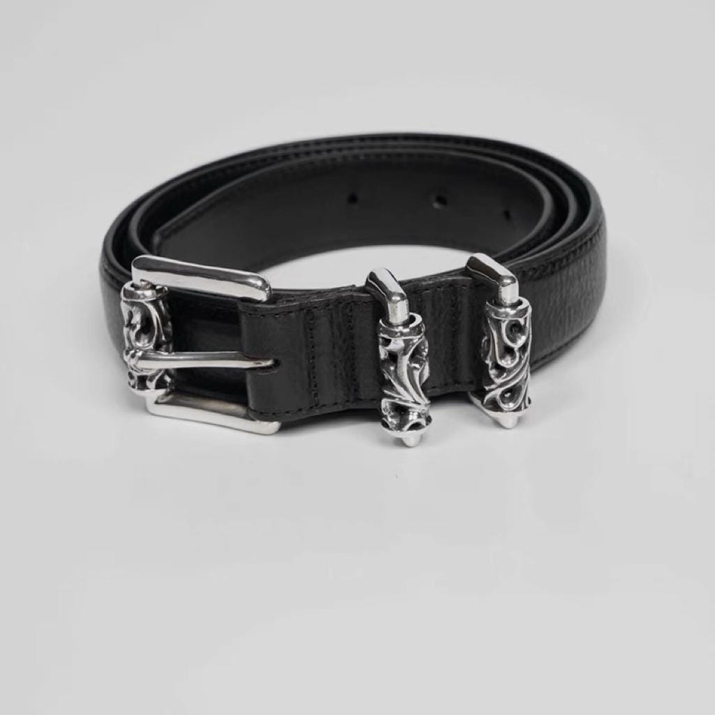 Roller belt silver × gray Chrome Hearts Roller Belt - Etsy