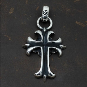 Gothic H.W.O Cross Pendant: Handmade 925 Sterling Silver Biker Jewelry