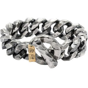 Handmade Sterling Silver Punk Rock Bracelet - Men&#39;s Retro Biker Jewelry