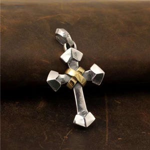 Gothic Classic gold Cross Charm Men&#39;s Amulet pendant 925 sterling silver handmade Vintage biker punk rock hip hop good idea gift for couple