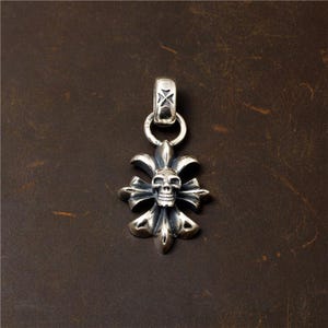 Sterling Silver Skull Cross Pendant: Gothic Biker Amulet