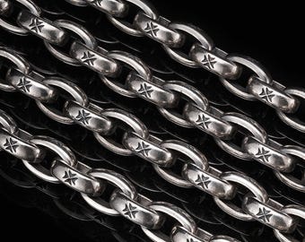 Classic Cross Maltese Chain Men&#39;s Necklace 8mm 925 sterling silver American retro biker punk rock gothic handmade couple good idea Gift N7