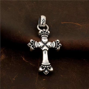 Gothic Classic Crown Cross hearts Charm Men&#39;s Amulet large pendant 925 sterling silver handmade vintage biker punk good idea gift for couple