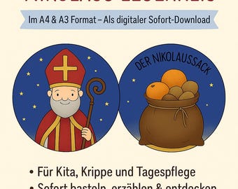 Sinterklaascirkel PDF | Sinterklaas knutselpakket voor kinderdagverblijven, peuterspeelzalen en kinderopvang | Sinterklaas leermateriaal | Direct te downloaden A4