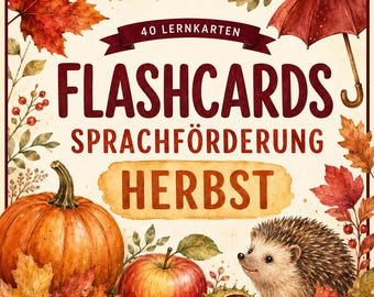 Cartões de Aprendizagem de Outono para Crianças – 40 Cartões para o Desenvolvimento da Linguagem – Cartões Ilustrados para Creche, Jardim de Infância e Pré-escola – PDF para Imprimir