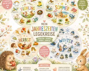 Círculo de Atividades das Estações do Ano para o Jardim de Infância – Primavera, Verão, Outono e Inverno | 4 Círculos de Atividades Imprimíveis para o Ano Letivo do Jardim de Infância, Planejamento Educacional