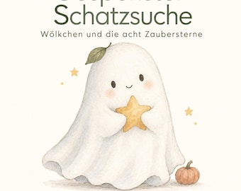 Búsqueda del tesoro de Halloween para niños | Fantasmas para recortar | 8 estaciones para guarderías y jardines de infancia | PDF de 30 páginas