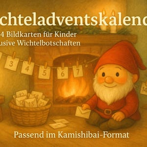 Gnome Advent Calendar for Children | 24 picture cards with stories and activities | Christmas with gnomes | Suitable for the Kamishibai