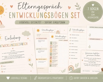 Entwicklungsgespräch Kita Bundle | Vorlagen für Elterngespräch | Beobachtungsbogen | Visualisierungskarten | Kindergarten PDF