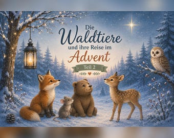 Advento Kamishibai | Os Animais da Floresta e Sua Jornada no Advento - Parte 2 | 24 Histórias de Natal | Jardim de Infância, Creche, Pré-escola | Calendário do Advento