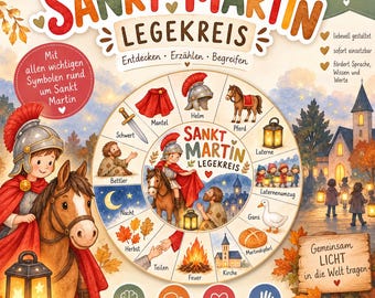 Círculo de Atividades do Dia de São Martinho | Festival das Lanternas para Jardim de Infância e Creche | Materiais para Atividades do Círculo Matinal | Símbolos da História de São Martinho | Download em PDF