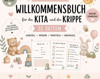 Welcome book for daycare & nursery | 22-page PDF | Kindergarten settling-in period | Portfolio templates | Starting daycare | Parent folder | Instant download