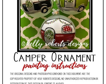 Vintage Camper Ornament PDF Painting Instructions Download