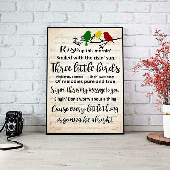 Bob Marley Three Little Birds Song Lyrics Poster Bob Marley Etsy