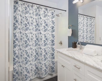 Boho Floral Shower Curtain, Bathroom Decor, Bohemian Style, Flower Pattern Bath Curtain, Home Gift