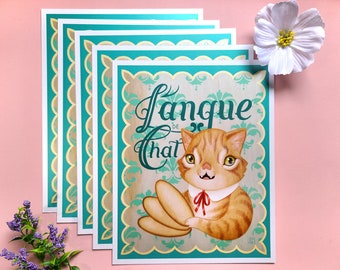 8x10 Small art print | Cat tongue cookie | Langue de Chat by Grelin Machin