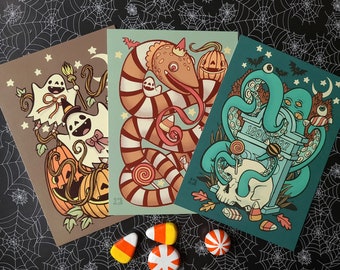 Halloween small art prints 5x7 in by Grelin Machin