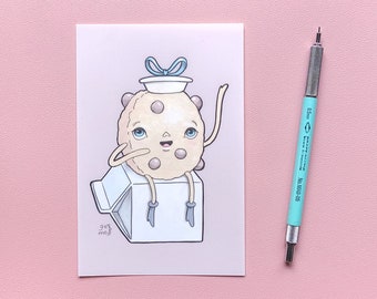 Small original art on paper | 4x6 drawing | Cookie by Grelin Machin