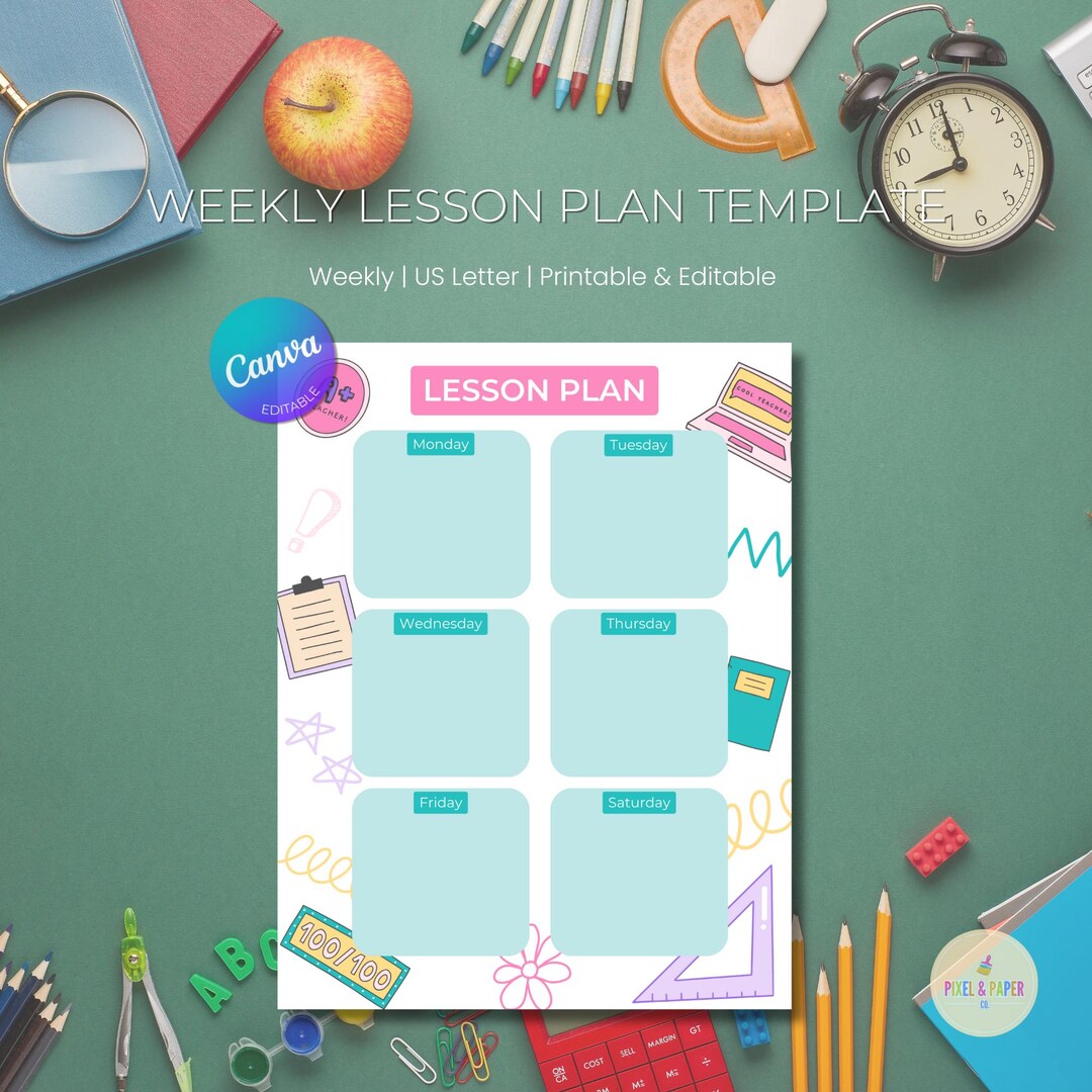 Customizable Weekly Lesson Planner | Printable & Canva Editable ...