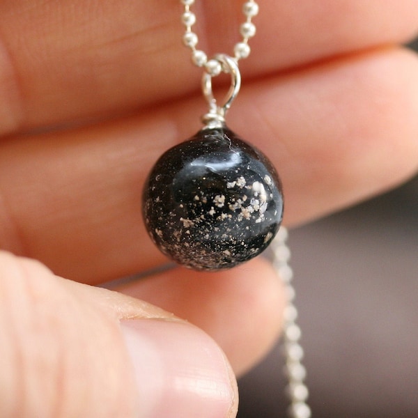 Black Orb: Best for Ashes or Sand. Pet, Cremation Jewelry, Add ur sentimental item. Tribute, Pet Ashes, Hair, Sand, Earth, Memorial, Glass