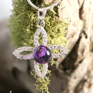 Silver CZ Clover w your Sentimental item in glass: Memorial, tribute, urn, sentimental, memory, pets, fur, whisker