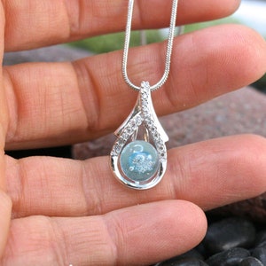 CZ Water Droplet Add a Glass Pearl with your sentimental item in glass: Memorial, tribute, urn, sentimental, memory, pets, fur, whisker