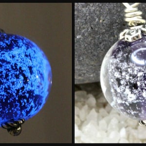 Memorial Blue Bubble Bar Pendant: Cremation Jewelry Add your sentimental item Sand Pet Ashes Hair Glass Earth Tribute