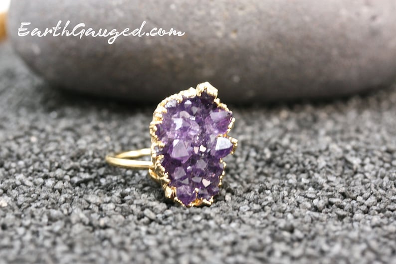 SPECIAL price multi colored Clearance SALE no returns 24K Gold Quartz Geode Adjustable Rings