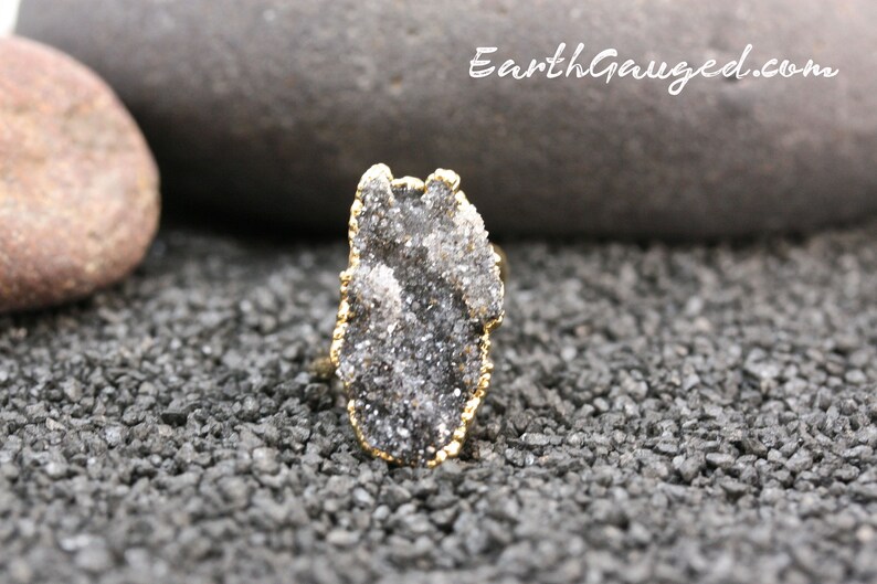SPECIAL price multi colored Clearance SALE no returns 24K Gold Quartz Geode Adjustable Rings