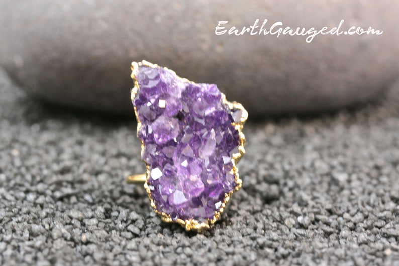 SPECIAL price multi colored Clearance SALE no returns 24K Gold Quartz Geode Adjustable Rings