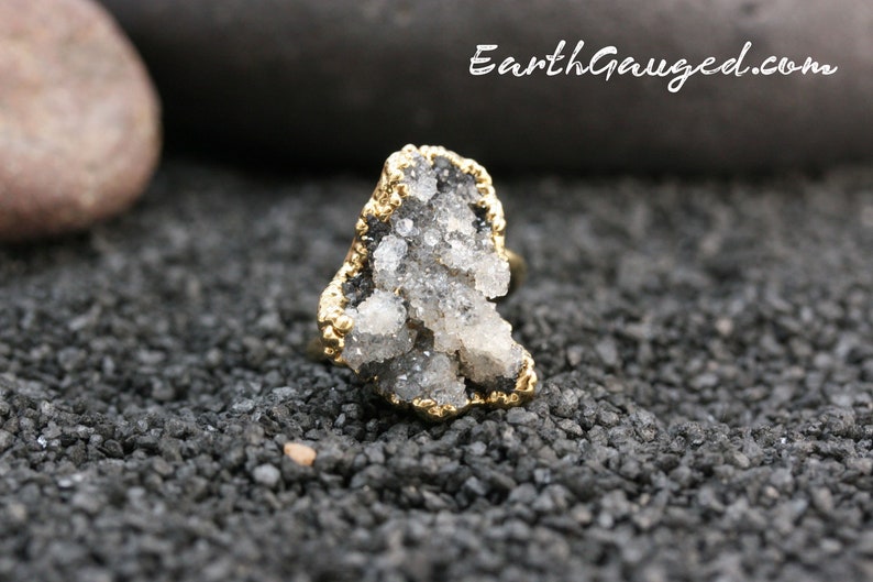 SPECIAL price multi colored Clearance SALE no returns 24K Gold Quartz Geode Adjustable Rings