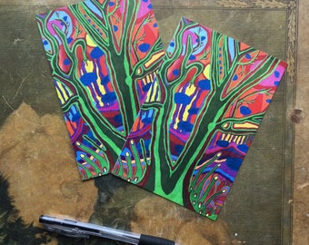 Art Postcard Nature Theme Trees Forest Woods Landscape Painting Series