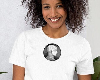 Science T Shirt Phrenology Head Brain Anatomy Vintage Black & White Graphic T Shirt Psychology Doctor Gift