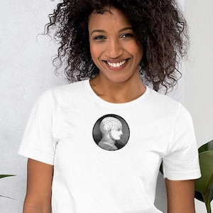 Science T Shirt Phrenology Head Brain Anatomy Vintage Black & White Graphic T Shirt Psychology Doctor Gift