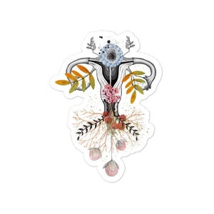 Lady Parts Sticker Female Anatomy Uterus Womb Organic Goddess Illustration Vinyl Sticker Die Cut Art Scrapbook Supplies