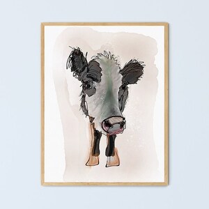 Cow Drawing Print from Original Art Illustration for Contemporary Animal Wall Art for Home Decor.