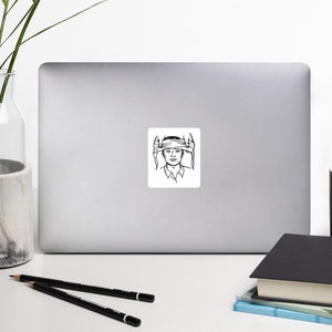 Fun Rétro Vinyl Sticker Ordinateur portable Premiers soins Front cool Front noir et blanc vintage Illustration